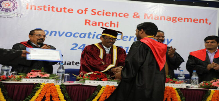 Participants in academic robes during an ISM Ranchi convocation ceremony