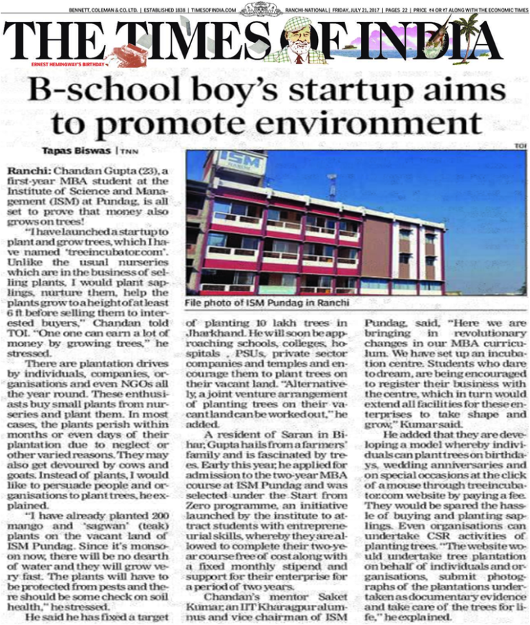 English newspaper feature about a business-school student’s environmental start-up